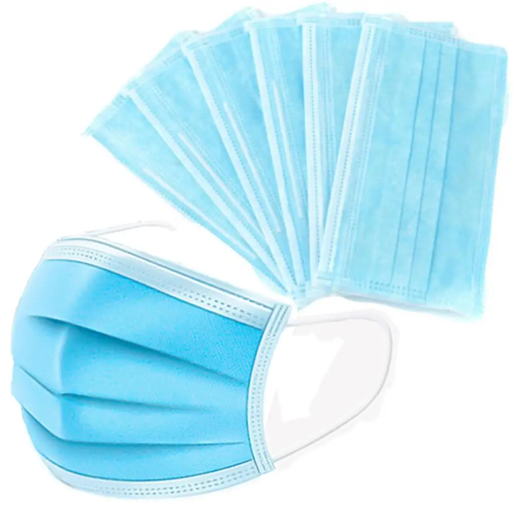 

100pcs Blue Prevent Bacteria Mouth face Mask Disposable Non-Woven Three-layer Filter Unisex Anti-dust Mouth Proof Masks N03104