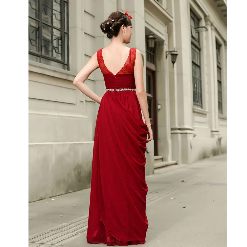 Кружевное платье vestido de renda с поясом со стразами модные сексуальные красные длинные вечерние элегантные женские вечерние платья платья для подружек невесты