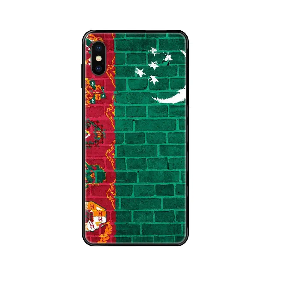 Для Galaxy A5 A6 A7 A8 A10 A10S A20 A20S A20E A21S A30 A30S A40 A50 A70 A71 A70E туркеменский флаг черный мягкий