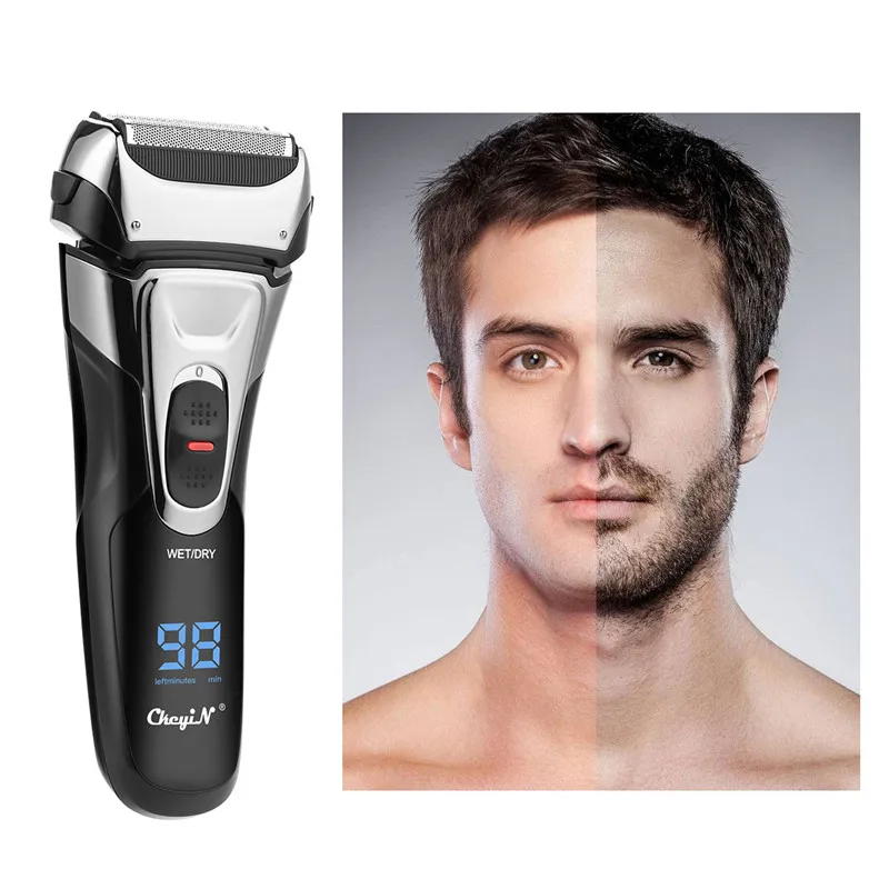CkeyiN LCD Display Men Beard Trimmer Foil Blade Shaving Machine Shaver Wet Dry Razor Barber Hair Cut Mower Nose Ear Hair Trimmer
