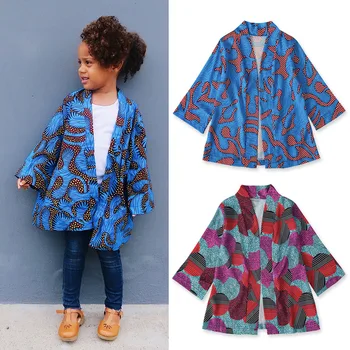 

2020 Spring Children's Floral Print Long Sleeve Cardigans Bohemian Ethnic Style Kimono Girls Outerwear Coats casaco