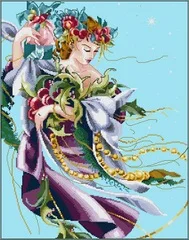 

11CT/14CT/18CT Sky blue fabric Counted Cross Stitch Kit Angel of Spring Fairy Goddess with Violin SNOW GIRL MD angel girl