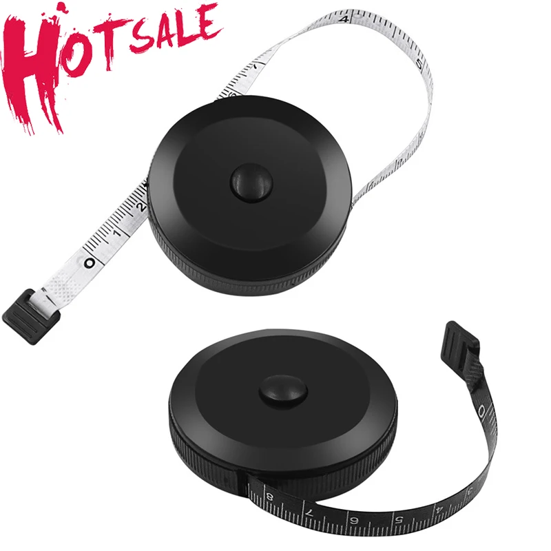 1.5m Retractable Portable Ruler Cm/inch For Travel Camping Mini Sewing Measuring Tape Button Click Black Dual Side Tape Measure