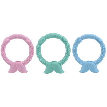 

Kids Toys Creative Ring Shape Blue Baby Teether Biscuit Baby Food Grade Silicone Molar Rod Toy Baby Molar Period Toy