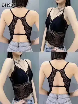 

Sexy Lace Long Vest Wire Free Bra Top Summer Adjustable Shoulder Strap Underwear Long Backless Camisole