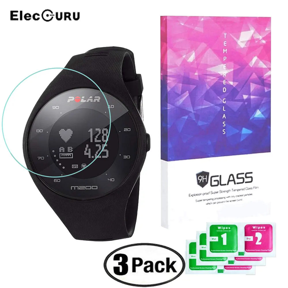 

3 Pack Screen Protector for Polar M200 Sports Watch Tempered Glass 9H 2.5D Scratch Proof Protective Glass Bubble-free Clear Film