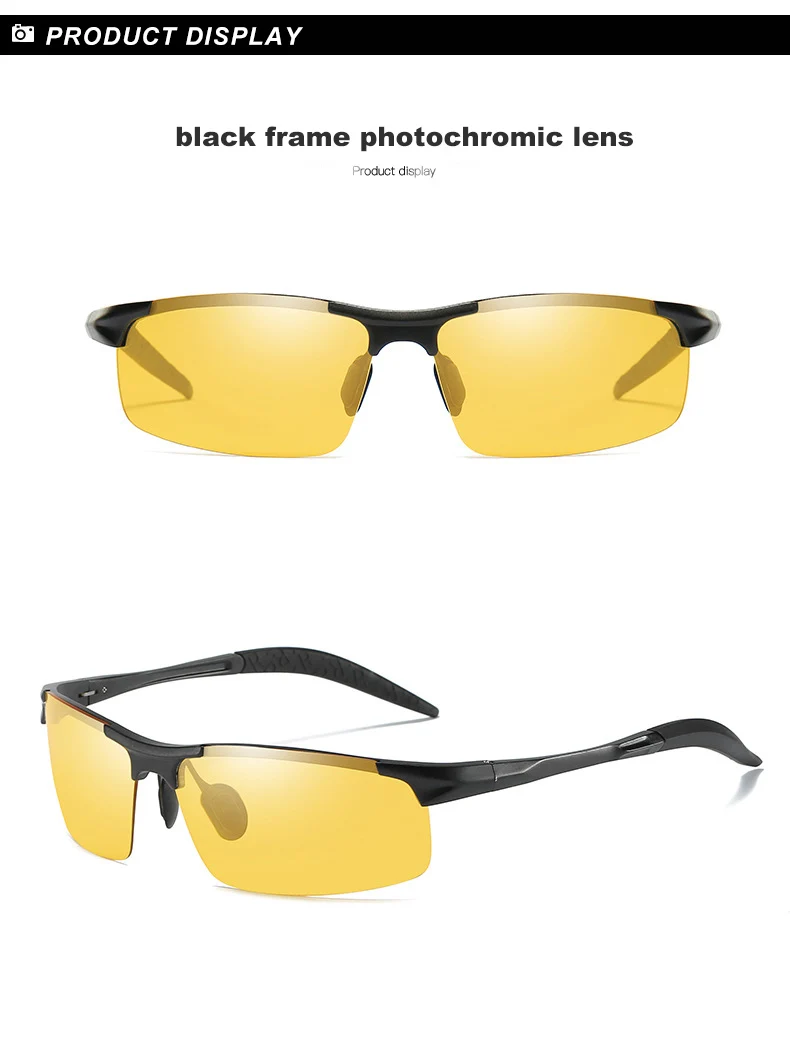 Фирменный дизайн алюминиево-магниевые фотохромные солнцезащитные очки поляризационные очки для ночного видения, мужские очки для вождения с антибликовым покрытием