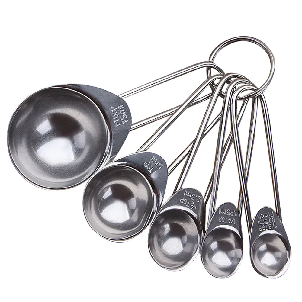 5 pcs Stainless Steel Measuring Cup Kitchen Scale Measuring Spoon Scoop For Baking Cooking Teaspoons Sugar Coffee Tools Set#R5 - Цвет: Silver