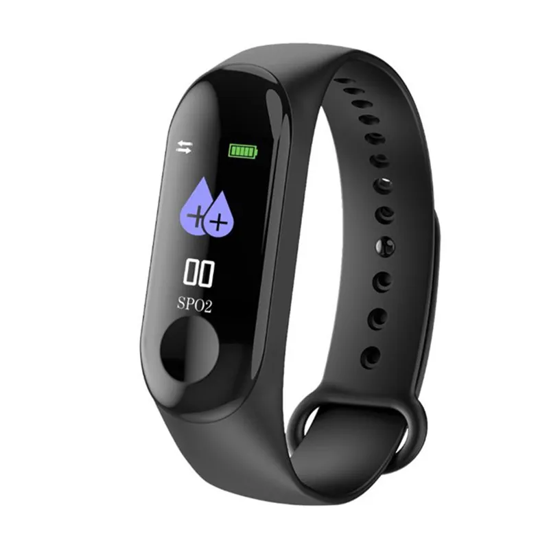 M3 смарт-браслет Bluetooth спортивные часы фитнес-трекер группа 3 здоровый сон кровяное давление пульсометр для XiaoMi IOS - Цвет: Черный