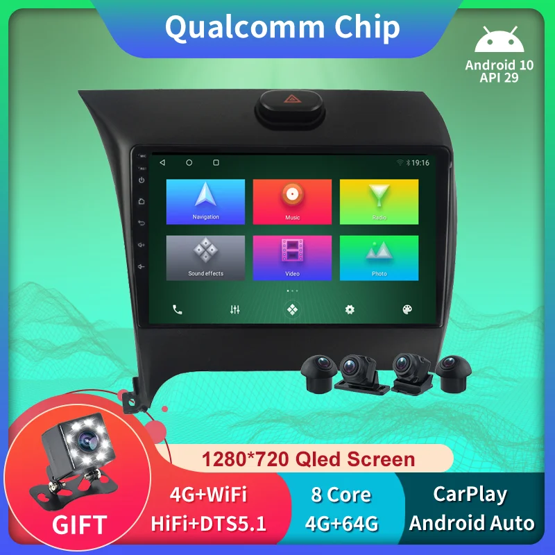 US $132.47 Qualcomm Chip Car Radio Autoradio For Kia K3 Cerato Forte 20132017 Multimedia Player Navigation GPS Android 10 Carplay 2 Din