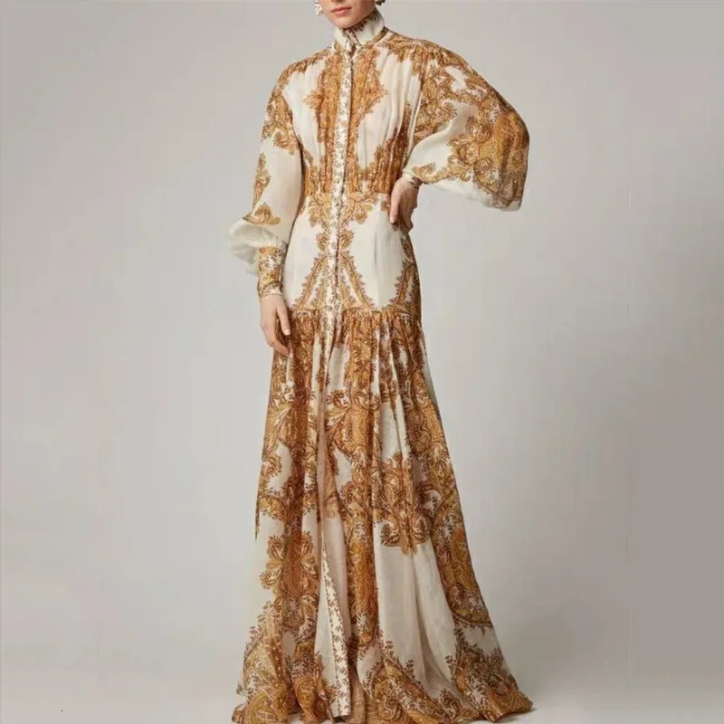 

DEAT 2019 new summer fashion lantern sleeves turn-down collar single breasted embroidery floor length dress female vestido WG97