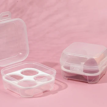 

Newly 4-grid Makeup Sponge Storage Box for Foundation Blending Sponge Transparent Receiving Box Case TE88