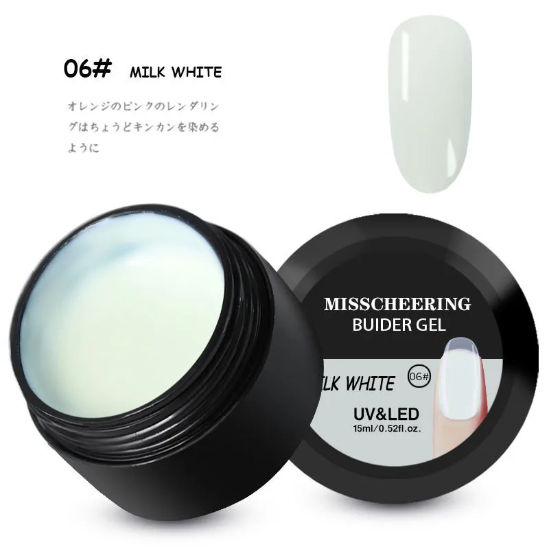 06 milk white 1 шт полигель для ногтей акриловый полигель розовый белый металл с прозрачными кристаллами УФ светодиодный гель для наращивания ногтей - Цвет: 06 milk white