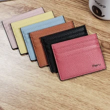 

Creative Lychee Pattern Card Package Simplicity Durable Ultra-thin PU Card Holder Fashion Portable Black Oil Edge Wallect
