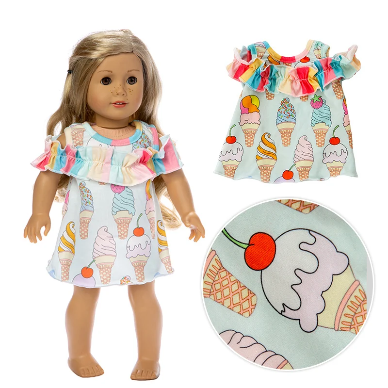 Новинка 2019 юбка с принтом мороженого подходит для американской кукольной одежды