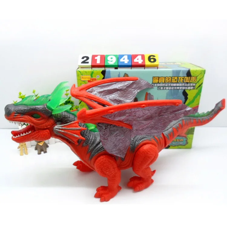 

Hot Sales rong kai 6659 Electric Fire Dragon Pterosaur with Wing Imitation Dinosaurs Light Included Light Toy Model Toy Batch