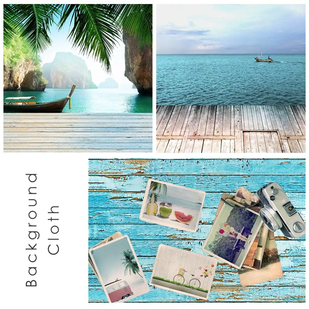 

60*90cm Retro Blue Wooden Plank Photography Background Art Cloth Photo Studio Video Table Photographic Backdrop For Food