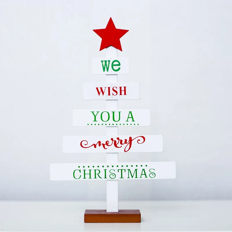 B-снежинка звезда деревянная мини Рождественская елка с надписью Merry Christmas Деревянные Подвески, украшения из дерева для домашнего подарка - Цвет: White