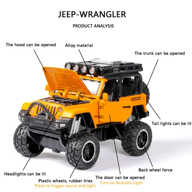 Diecasts & Toy Vehicles 1/32 JEEP SUV Alloy Car Diecasts Model Big Wheel Simulation Vehicles Toy With Light Music Kids Toys Gift