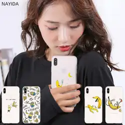 Силиконовые мягкие чехлы NAYIDA для iPhone 11 Pro 2019 X XI XS Max XR 6 7 8 Plus SE 4 5 S Banana Art