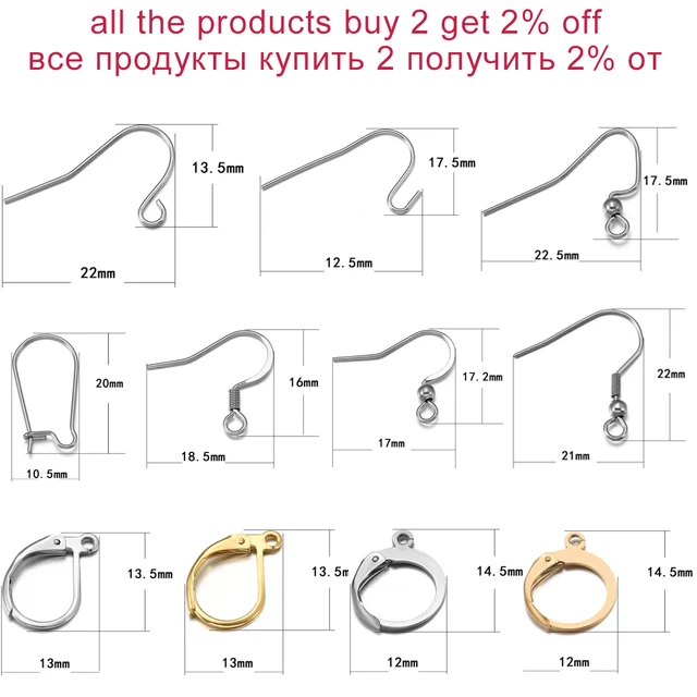 50pcs French Earrings Stainless Steel Hook Clasps Allergic Free DIY Jewelry  Maki