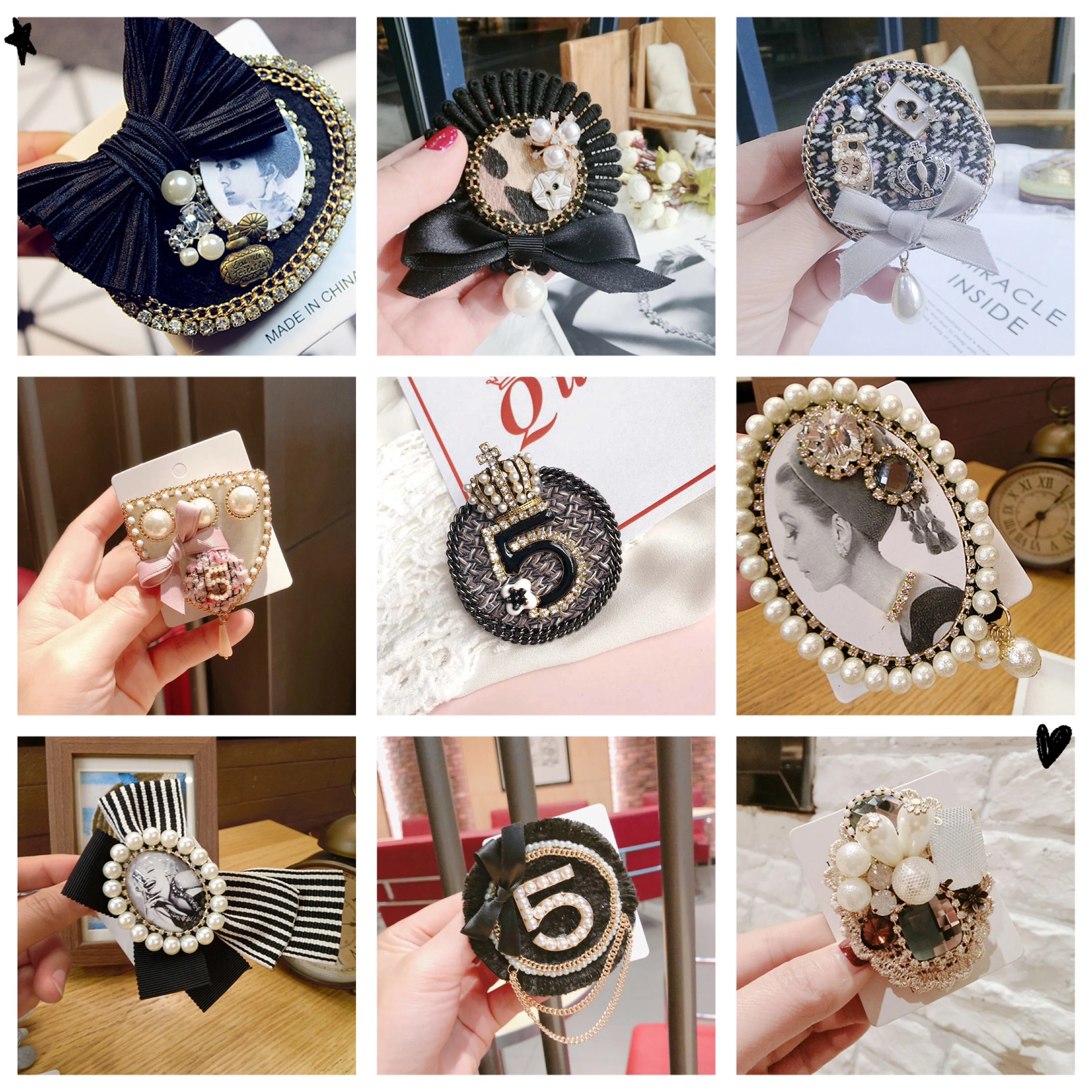 Luxury designer designer various retro brooch ladies big pin fashion