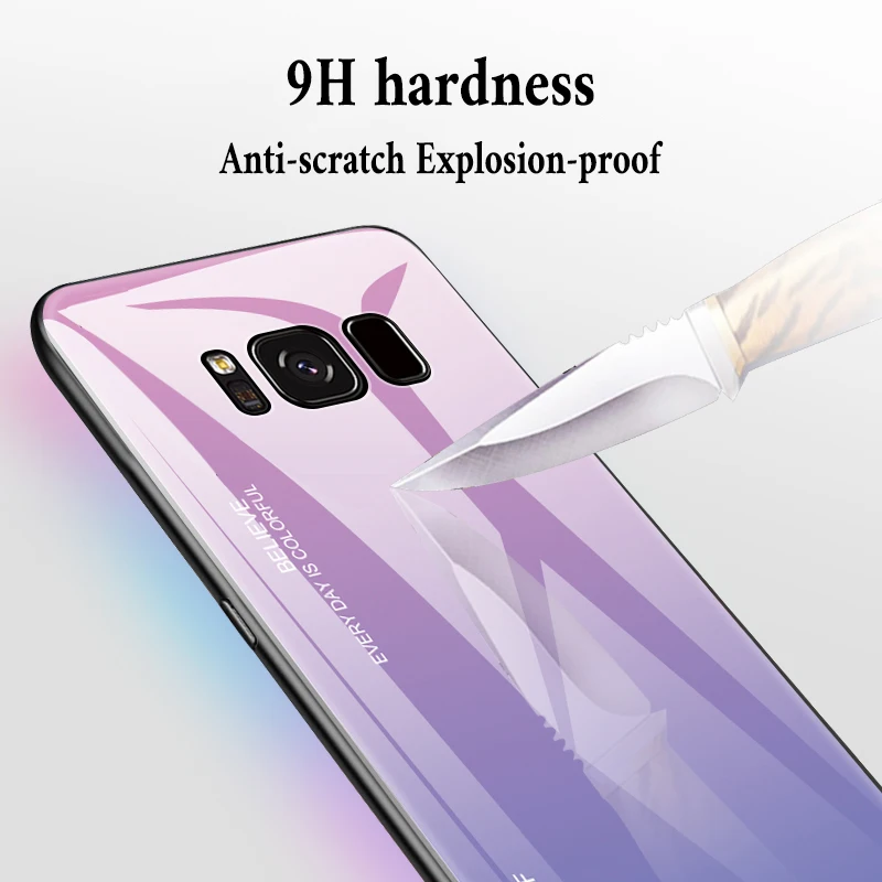 Градиентный чехол из закаленного стекла для samsung Galaxy S10 S8 S9 Plus Note 8 9 10 защитный чехол для samsung A10 A30 A50 A70 A90
