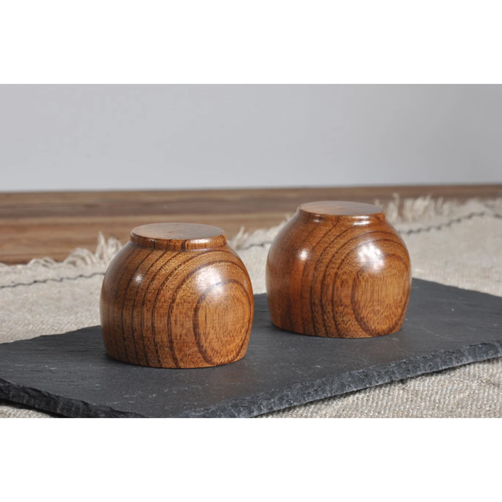 Natural Solid Wood Wooden Tea Cup 50ml Wine Mug Small Drinking Cup for Home Restaurant Camping Hiking Travel Use