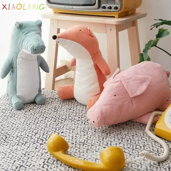 

Simple Style Natural Fabric Ramie Animal Fox Crocodile Sloth Owl Rabbit Stuffed Toy Appease Doll Children Room Decoration