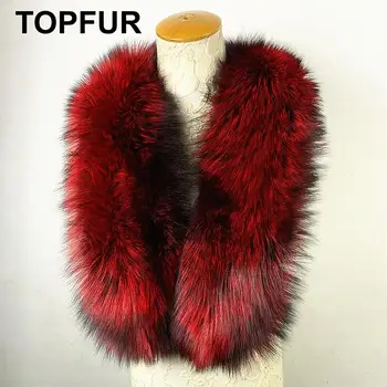 

TOPFUR 2019 New Fashion Winter Female Shawl Wine red Long Scarf Women Real Fur Scarf Natural Fox Fur Solid Luxury Scarfs Women