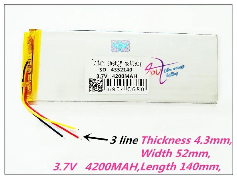 3 line 4352140 3.7V 4200mAH (polymer lithium ion battery) Li-ion battery for tablet pc 7 inch 8 9inch | Электроника
