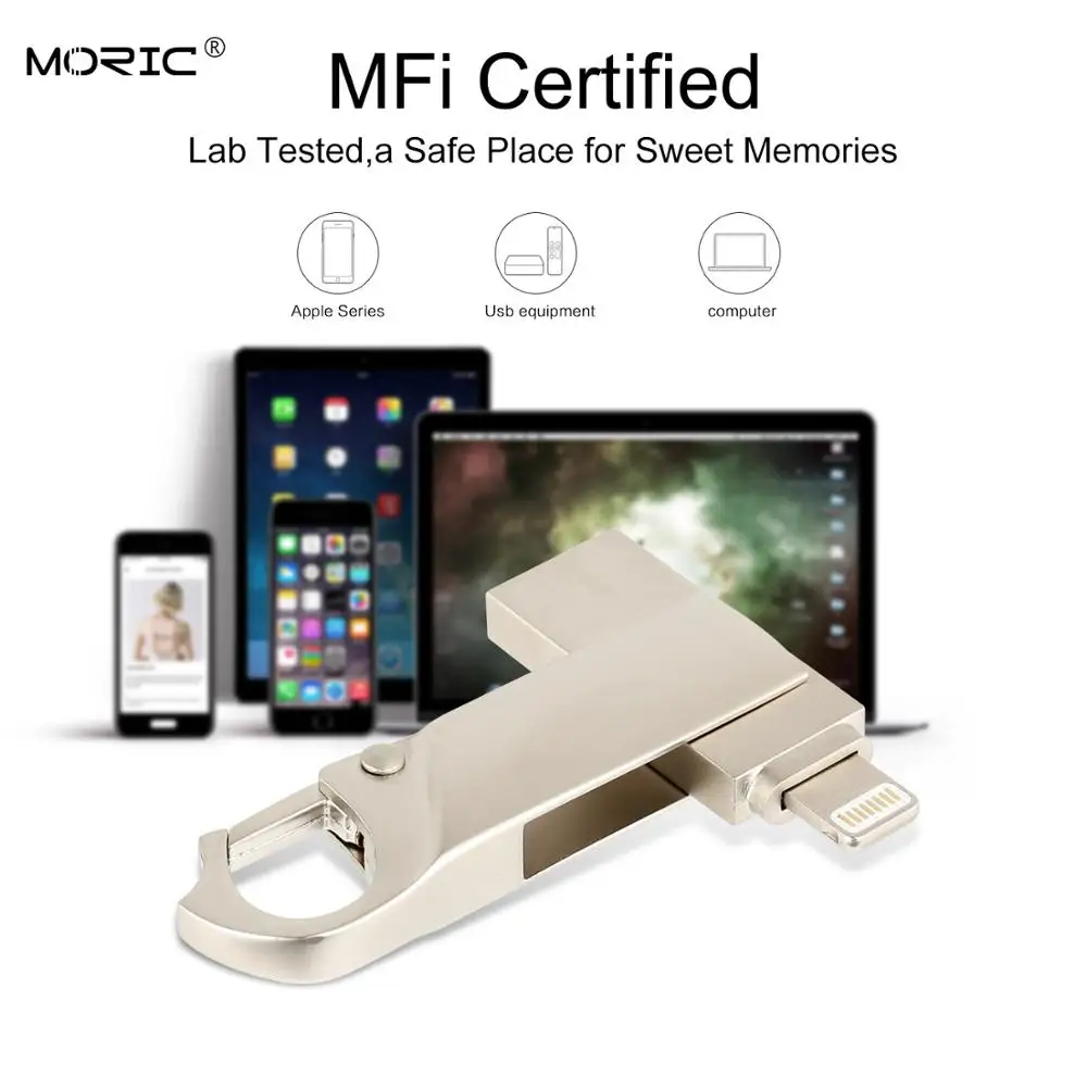 OTG USB флэш накопитель 8GB16G32G64G128G256GB для iPad iPhone 5S/6/6S/7/7plus/8/X/XS/XR 3in1 Флешка карта