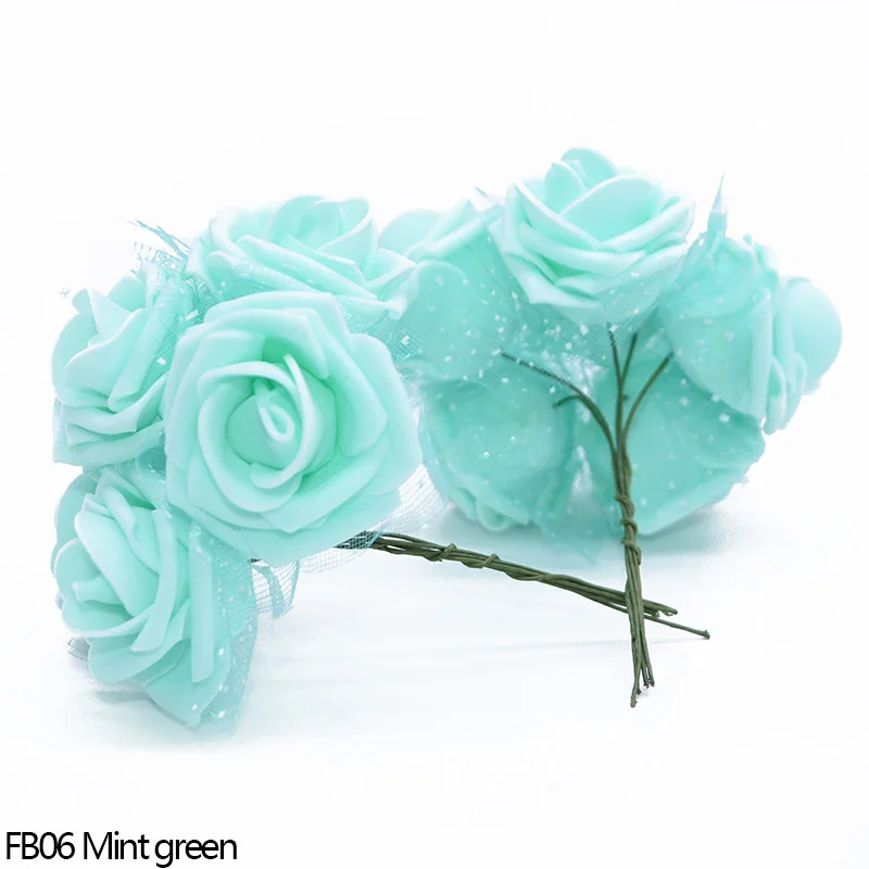 30 шт. 4 см искусственные пенные цветы розы Искусственные цветы Букет невесты подарок на день рождения самодельный венок домашний декор искусственные цветы - Цвет: FB06