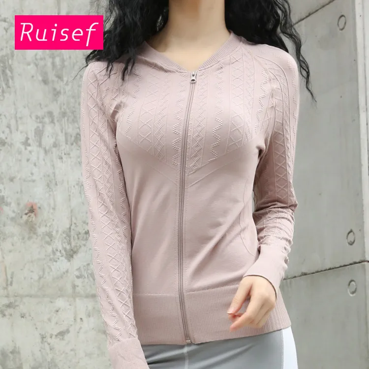 pink Одежда для фитнеса Женская тонкая спортивная футболка с длинными рукавами красная быстросохнущая верхняя одежда для йоги - Цвет: pink