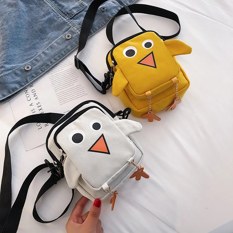 

Cute Small Bag Women's 2019 New Style Korean-style INS Cartoon Chickens Canvas Bag Versatile GIRL'S Crossbody Bag