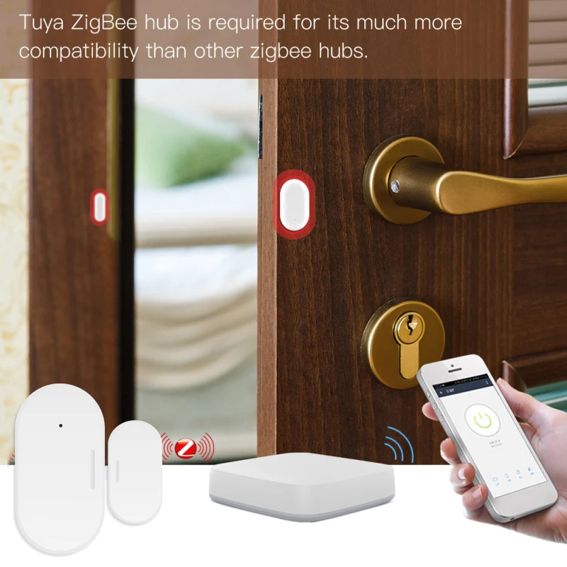 Tuya ZigBee Smart Door Sensor Home Security Alert Security Alarm System App Control Magnetic Switch Sensor With Alexa Google 5