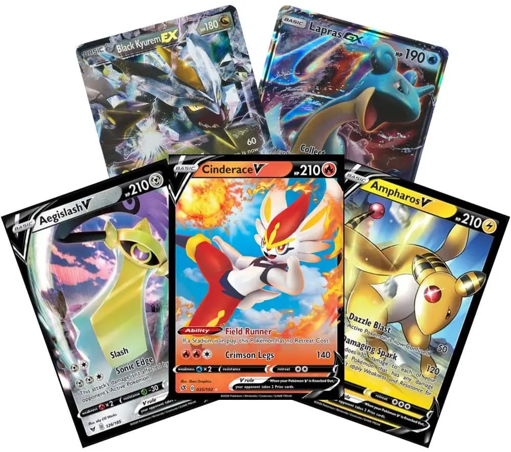 Kit Com 20 Cartas Pokemon Card Gx/Ex/VMAX/VBrilhantes - Takara