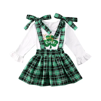 

1-6Y 2Pcs Toddler Baby Girl Clothes Sets Lovely Tops T-shirt Plaid A-line Strap Dress Outfit Autumn Set