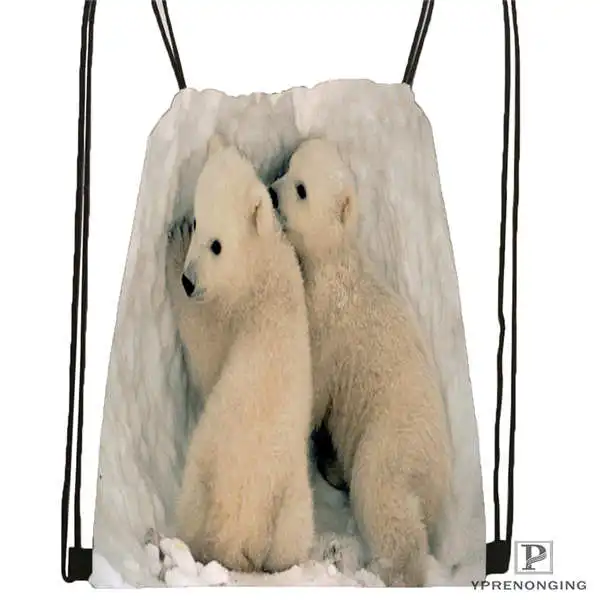 

Custom polar-bear-cubs Drawstring Backpack Bag Cute Daypack Kids Satchel (Black Back) 31x40cm#2018612-01-14