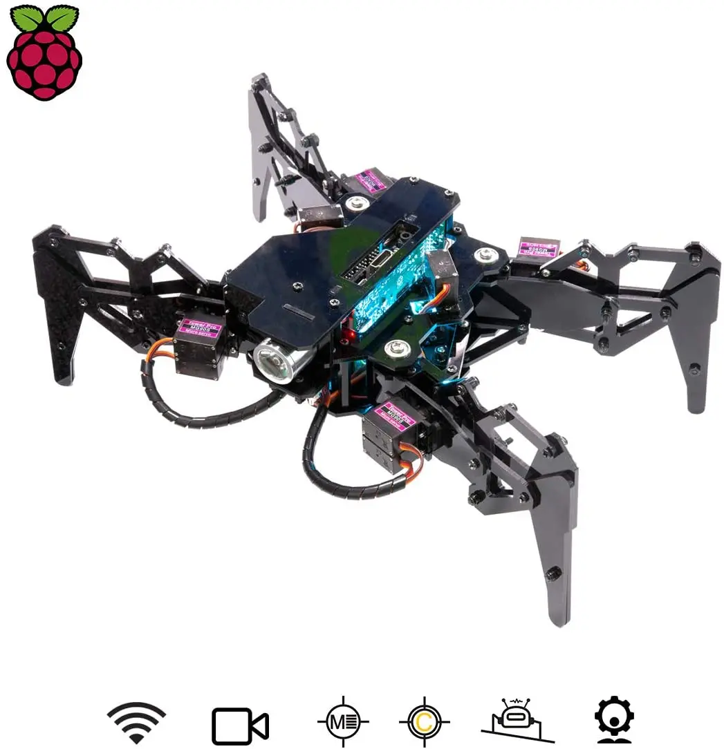 US $137.55 Quadruped Spider Crawling Robot OpenCV Selfstabilizing Based on MPU6050 Gyro Sensor Robot for Raspberry Pi 3 Model BB