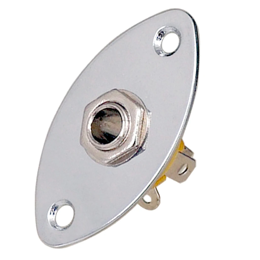 Guitar Metal Oval Curved Jacket Plug Plate Bass Jack Plug Socket for Electric Guitar Bass Parts 