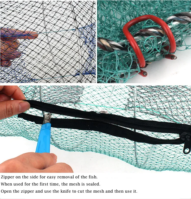Folded Fishing Net Trap Portable Zipper Bait for Shrimp Crayfish Crab Baits #4O10 (1)