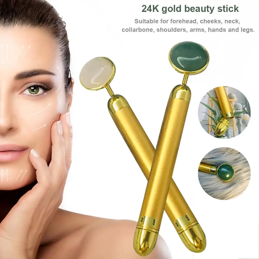 24K beauty Bar V артефакт для лица палка для подтягивания лица против морщины вокруг глаз нефрит роликовый лицевой массаж тела палка для красоты
