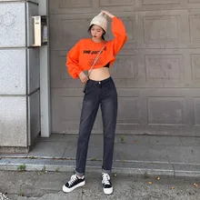 GUUZYUVIZ Джинсы бойфренда для женщин плюс размер черные джинсовые брюки из гарема джинсы с высокой талией женские винтажные повседневные свободные