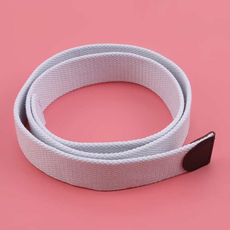 GAOKE Men Women Canvas belt without buckle Thicken luxury waistband jeans belt Black weave stripe belts 3.8cm wide strap male - Цвет: white