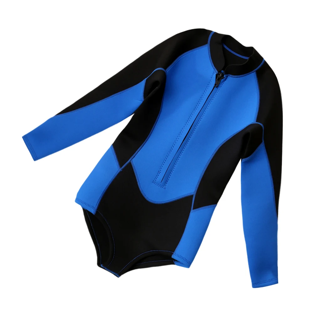 Women 3mm Neoprene Surfing Wetsuit 1-Piece Swimsuit Long Sleeves With Zipper Bikini Style Wetsuit