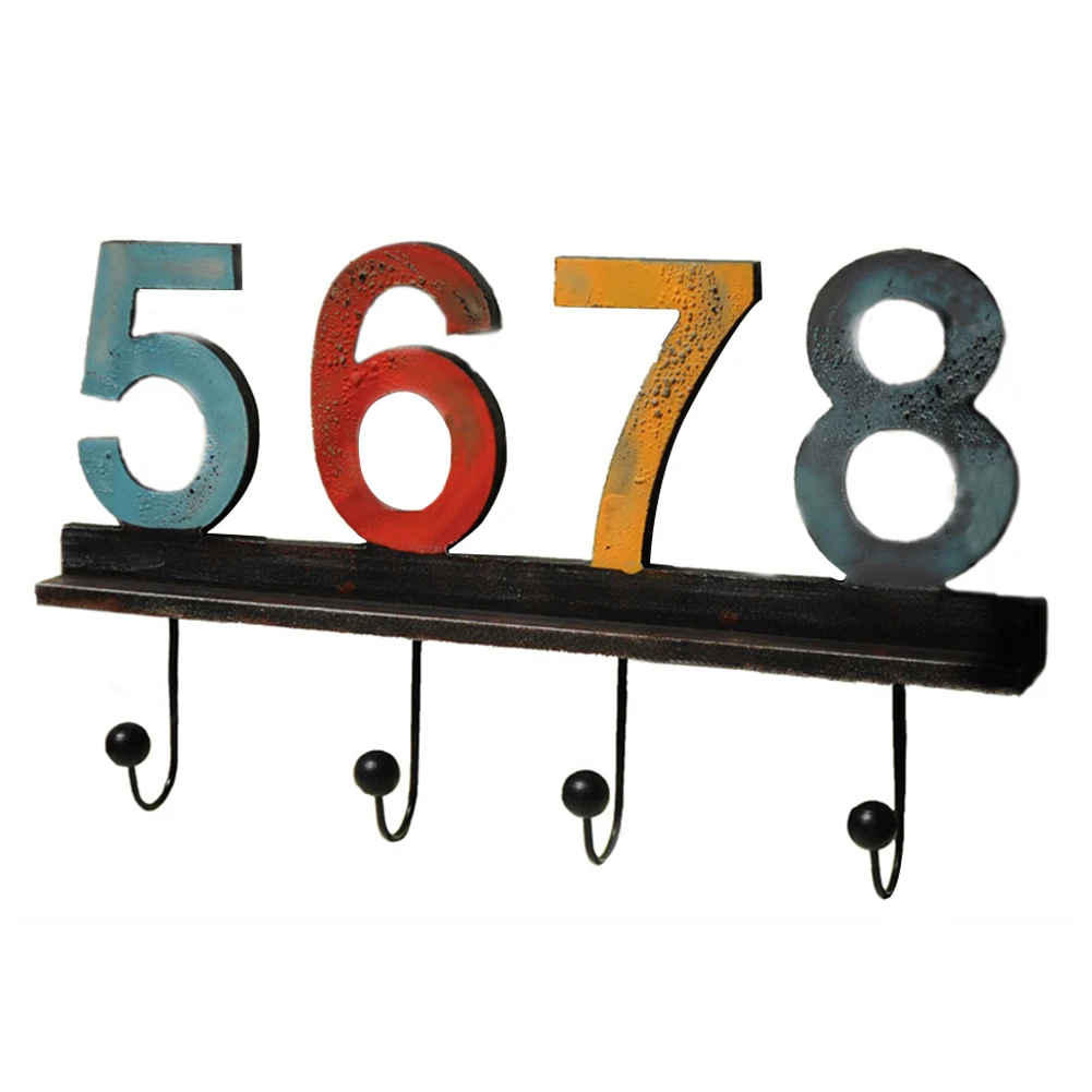 

Wall Mounted Storage Keys Organizer Towels Colorful Digits Hats Space Saving Wooden Bedroom Kitchen Home Holder Decorative Hook