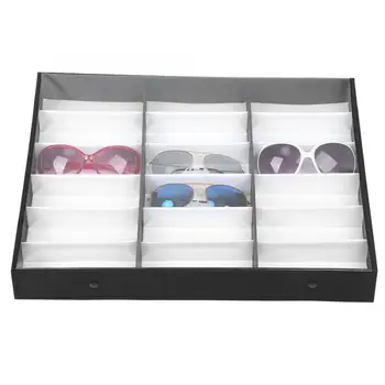 

Portable Jewelry Organizer 18 Grids Glasses Case Organizer Sunglasses Storage Box Jewellery Display Container Box for Jewelry