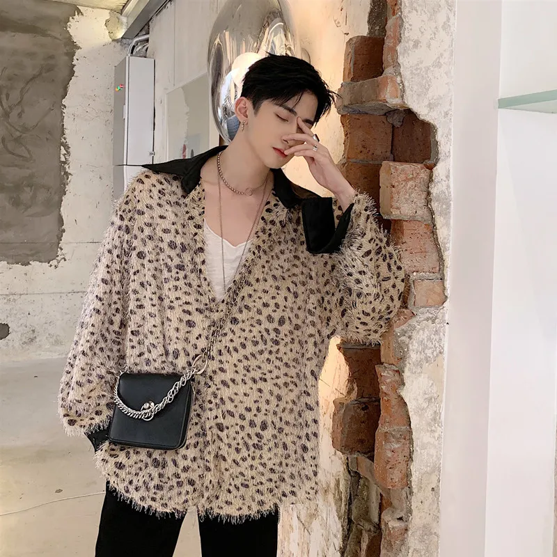 Men Fashion Polka Dot Leopard Tassels Long Sleeve Oversize Casual Shirt Cardigan Male Women Streetwear Hip Hop Loose Shirts Coat