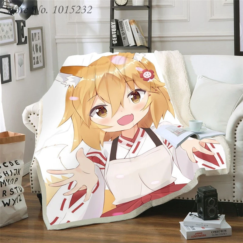 

Anime The Helpful Fox Senko-san Funny Character Blanket 3D Print Sherpa Blanket on Bed Home Textiles Dreamlike Style 02